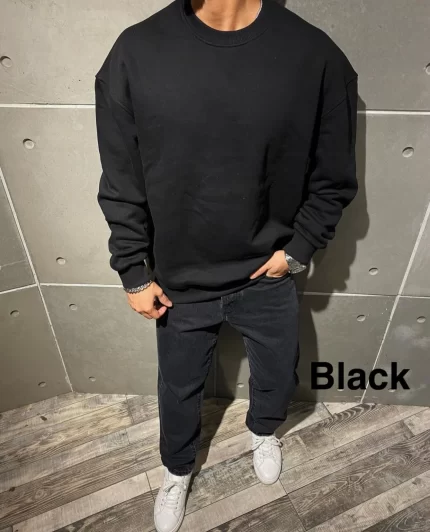 Plain Round Collar Sweatshirt For Men